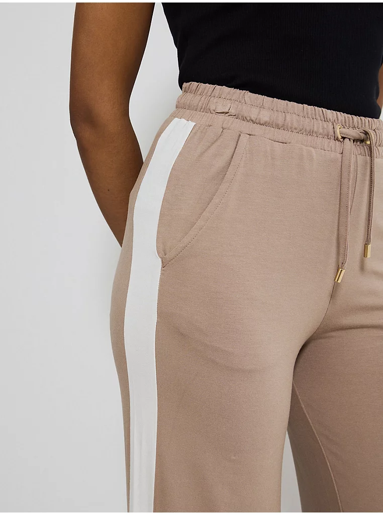 Neutral Side Stripe Wide Leg Joggers - Image 3