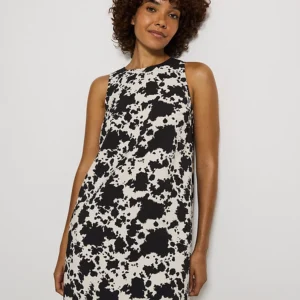 Cow Print Sleeveless Lightweight Mini Shift Dress